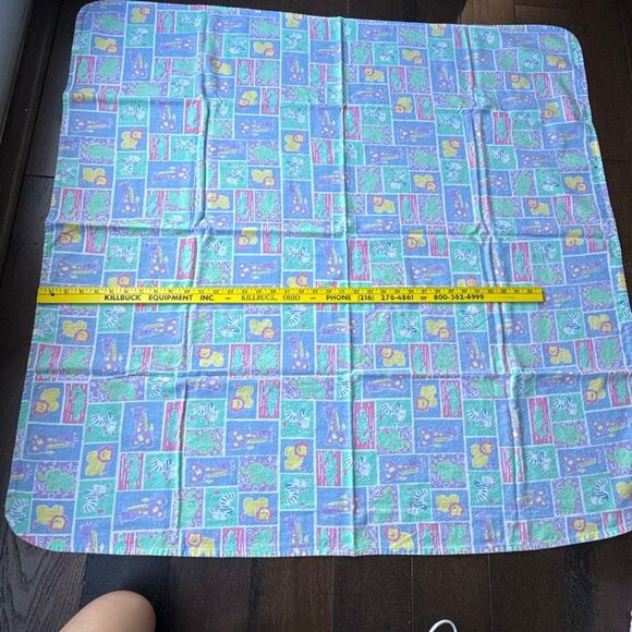 Vintage unisex flannel cotton baby receiving blanket animal print zoo nursery - Picture 3 of 4